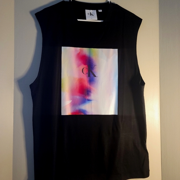 Calvin Klein Jeans Pride large chest logo tank in black size XLarge - Picture 3 of 7